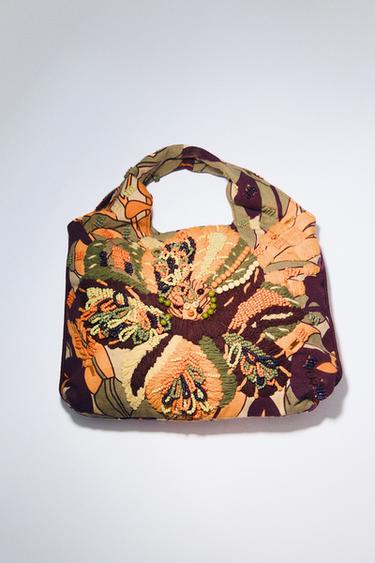 MULTICOLOURED BEADED BAG - Orange by Zara