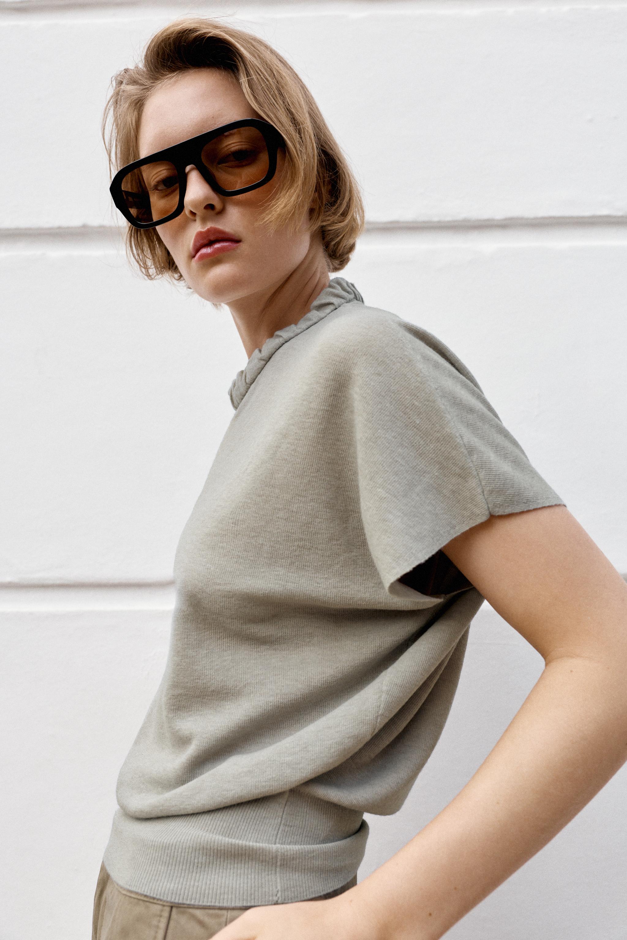 Zara GATHERED NECK KNIT TOP — фото 5