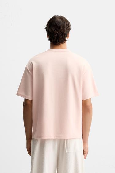 T-SHIRT INSCRIPTION BRODÉE - Rose pâle de Zara - Image 2