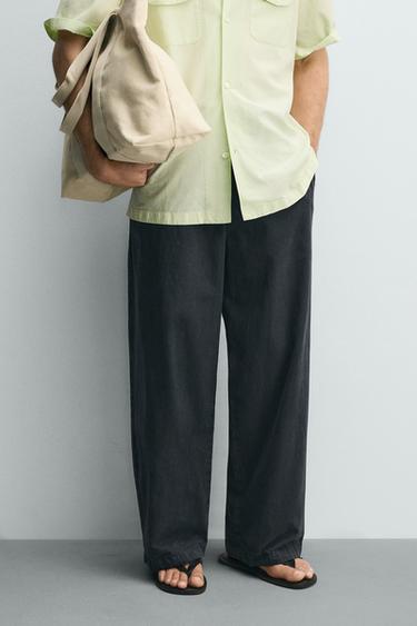 RELAXED FIT PARACHUTE TROUSERS - Blue grey by Zara