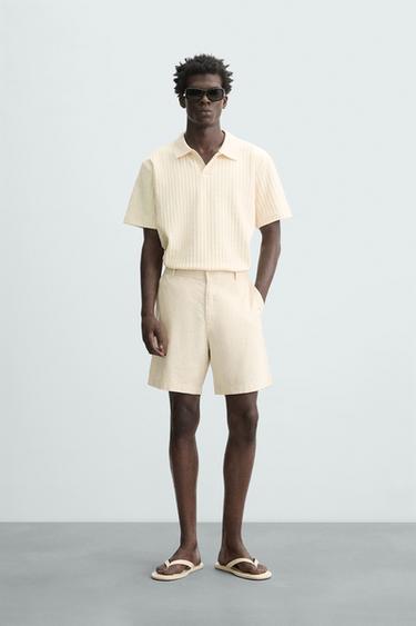Zara TEXTURED POLO - Ecru