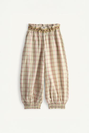 Zara LIMITED EDITION PLAID AND EMBROIDERED FLORAL BLOOMERS - Multicolored