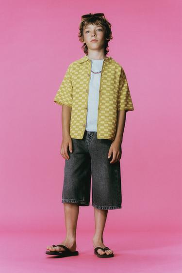 CHECKERBOARD CROCHET SHIRT - Pistachio by Zara