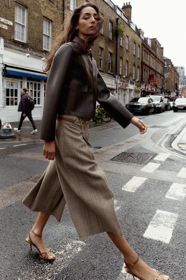Zara HOUNDSTOOTH BELTED LONG SHORTS - Multicolored