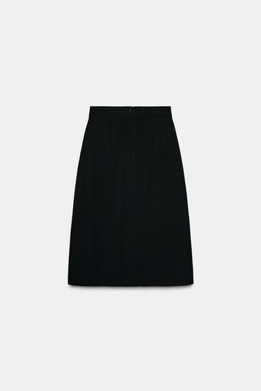JUPE MI-LONGUE CRÊPE CAPE - Noir de Zara - Image 6