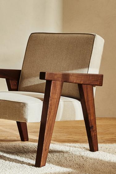 FAUTEUIL EN NOYER TAPISSÉ ZARA HOME BY BLASCO - Écru de Zara - Image 5