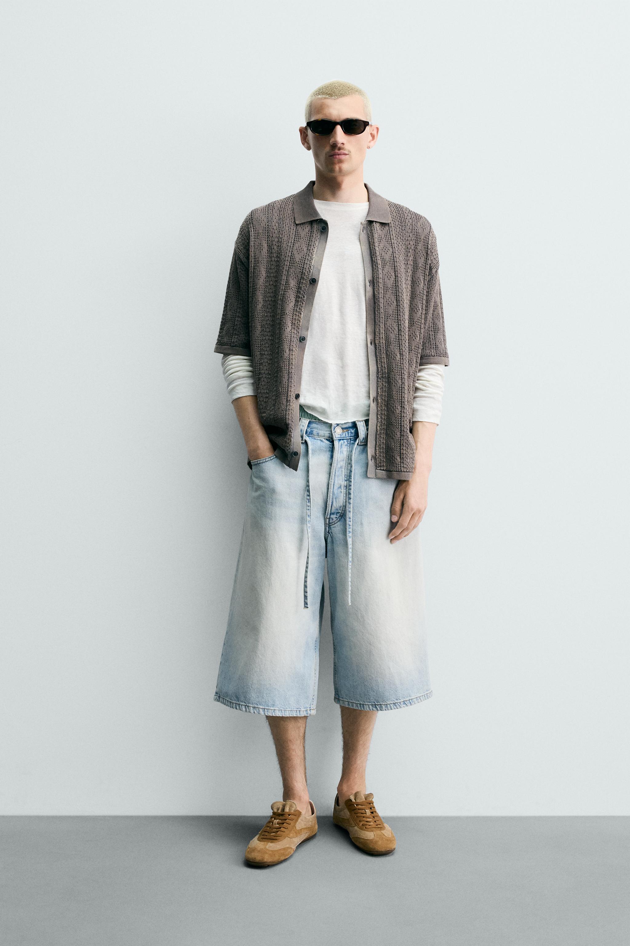 OHGA JACQUARD GATHER BLOUSE グレー JACQUARD KNIT SHIRT - Grayish | ZARA United States