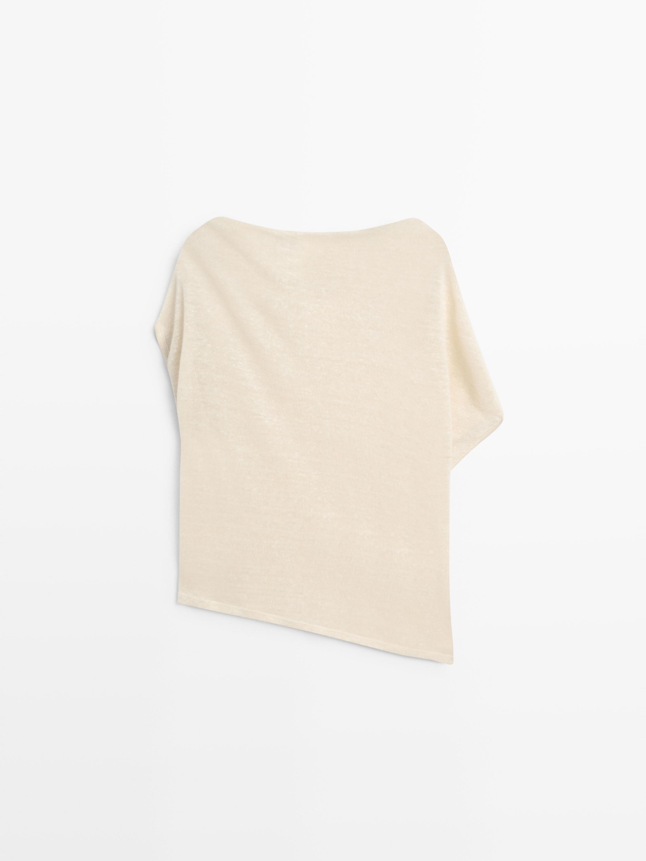 Linen blend asymmetric cropped cape