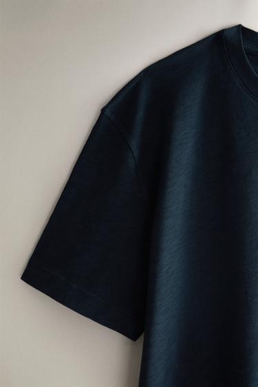 T-SHIRT MANCHES COURTES EN COTON - Bleu de Zara - Image 2