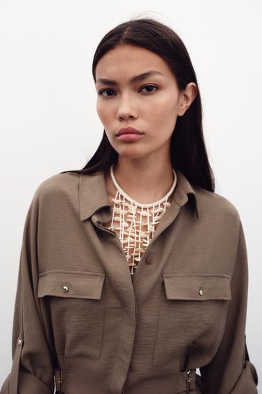 SAFARI SHIRT WITH SIDE BUCKLES - camel by Zara - Image 2