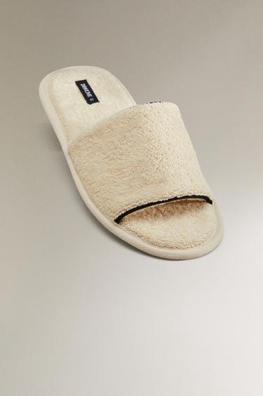 TERRY SLIDERS WITH PIPING - Ecru White by Zara - Image 4