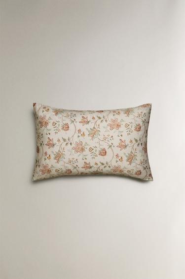 FLORAL SATEEN PILLOWCASE (300 THREAD COUNT) - Ecru by Zara - Image 3