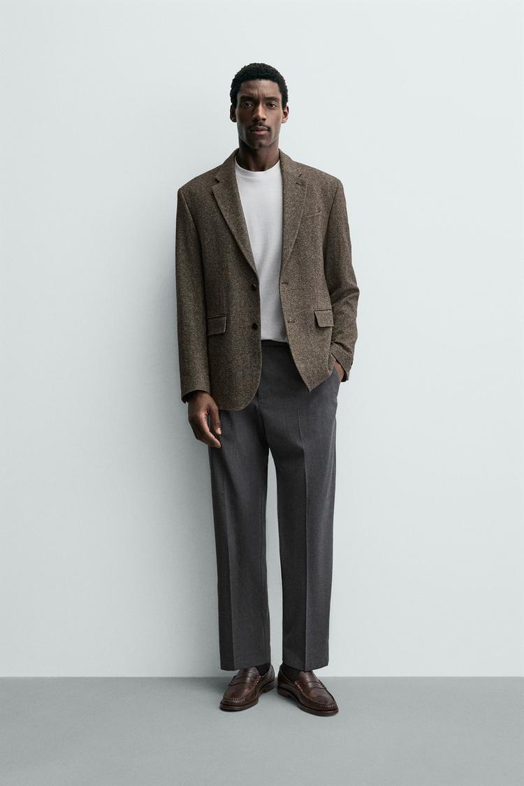 ZARA WOOL BLEND REGULAR FIT NON-IRON TROUSERS