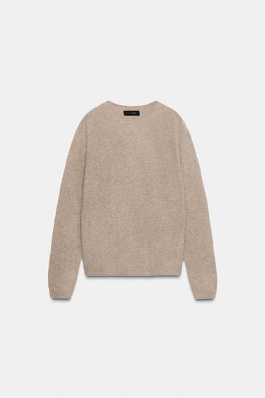 WOOL AND CASHMERE LONG SLEEVE JUMPER - Brown / Taupe by Zara
