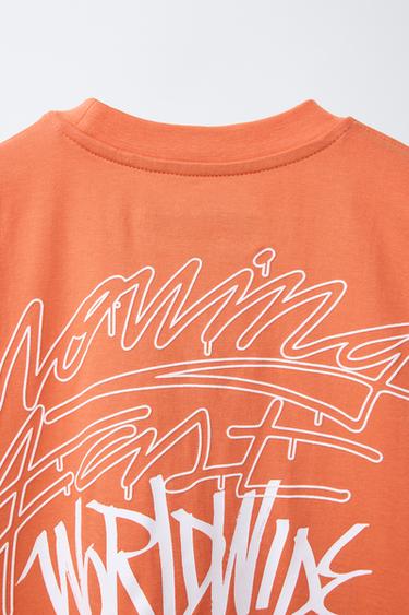 T-SHIRT À IMPRIMÉ GRAFFITI - Orange de Zara - Image 3