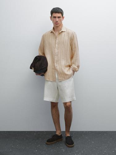 Zara Regular fit double-stripe shirt - Metal mink