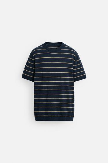 COTTON - LINEN SWEATER - Brown-Blue by Zara