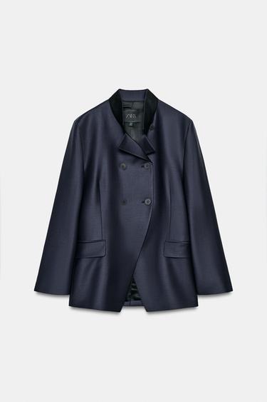 BLAZER ENTALLADA CONTRASTE ZW COLLECTION - Marino de Zara