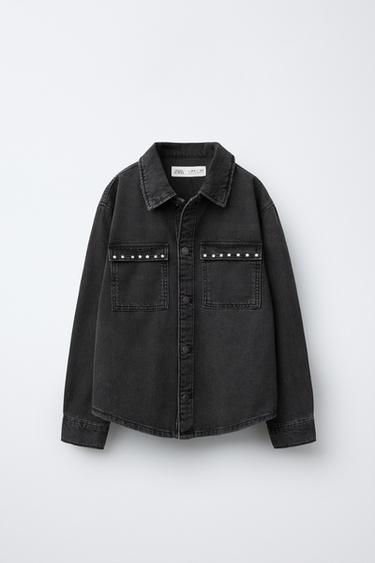 スタースタッズデニムシャツ - グレー | ZARA Japan / 日本