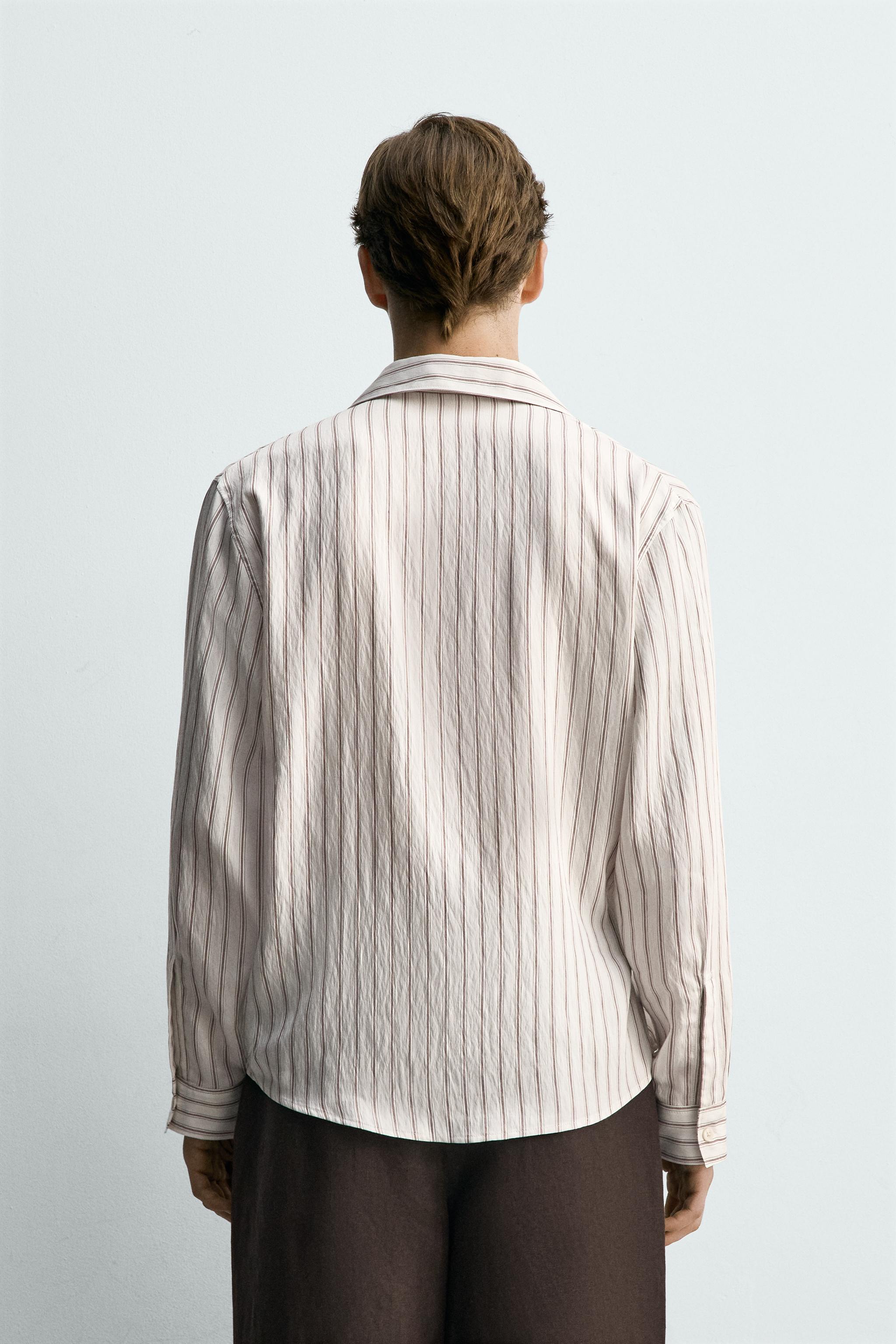FLOWY STRIPED TIE SHIRT