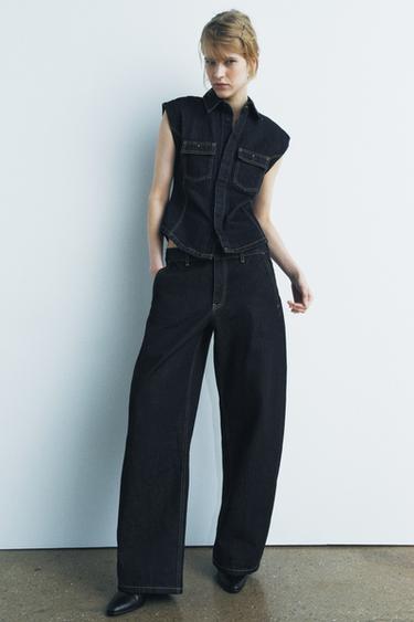 ZW COLLECTION BALLOON MID-WAIST JEANS - Blue by Zara - Image 0