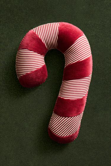 CHILDREN’S CANDY CANE CHRISTMAS CUSHION - Red by Zara