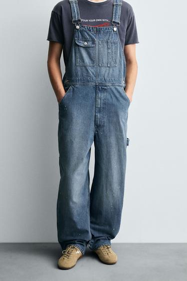 SALOPETTE EN DENIM BAGGY FIT - Bleu clair de Zara