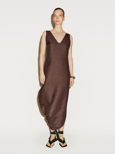 Zara Midi dress with asymmetric hem - Limited Edition - Maroon