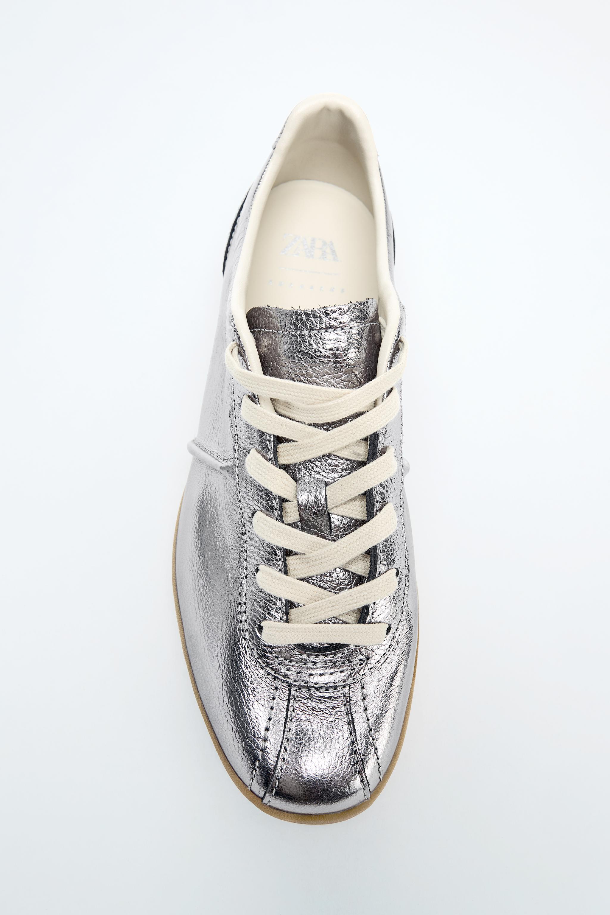 METALLIC LEATHER TRAINERS