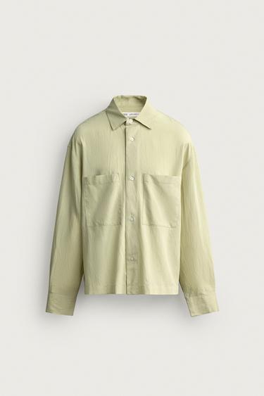 RELAXED FIT STRIPED FLOWING SHIRT - Light green by Zara