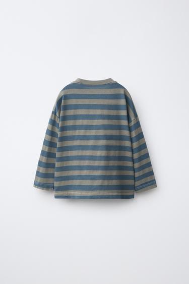 STRIPED PRINT T-SHIRT — Bluish 2
