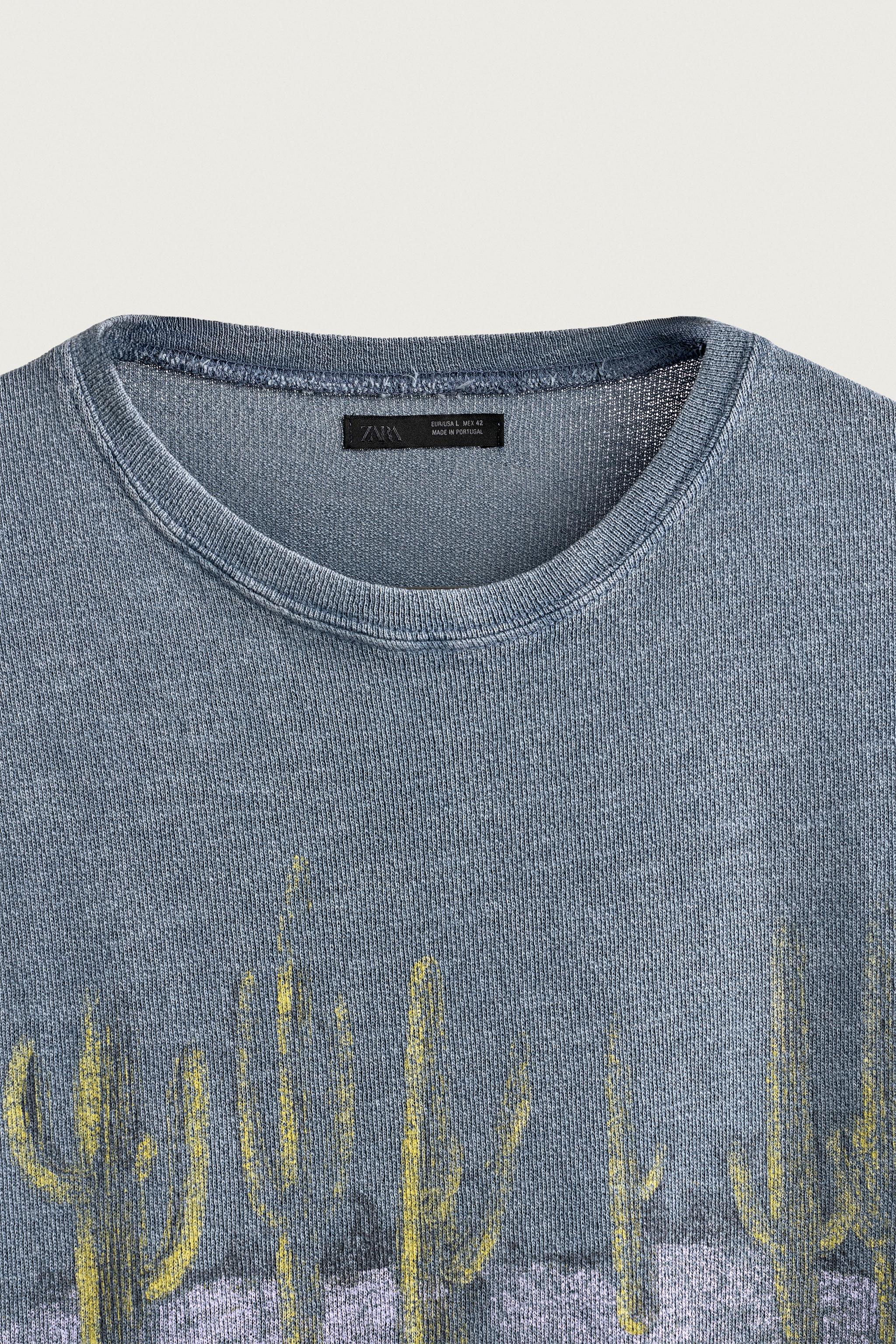 PRINTED WASHED KNIT T-SHIRT