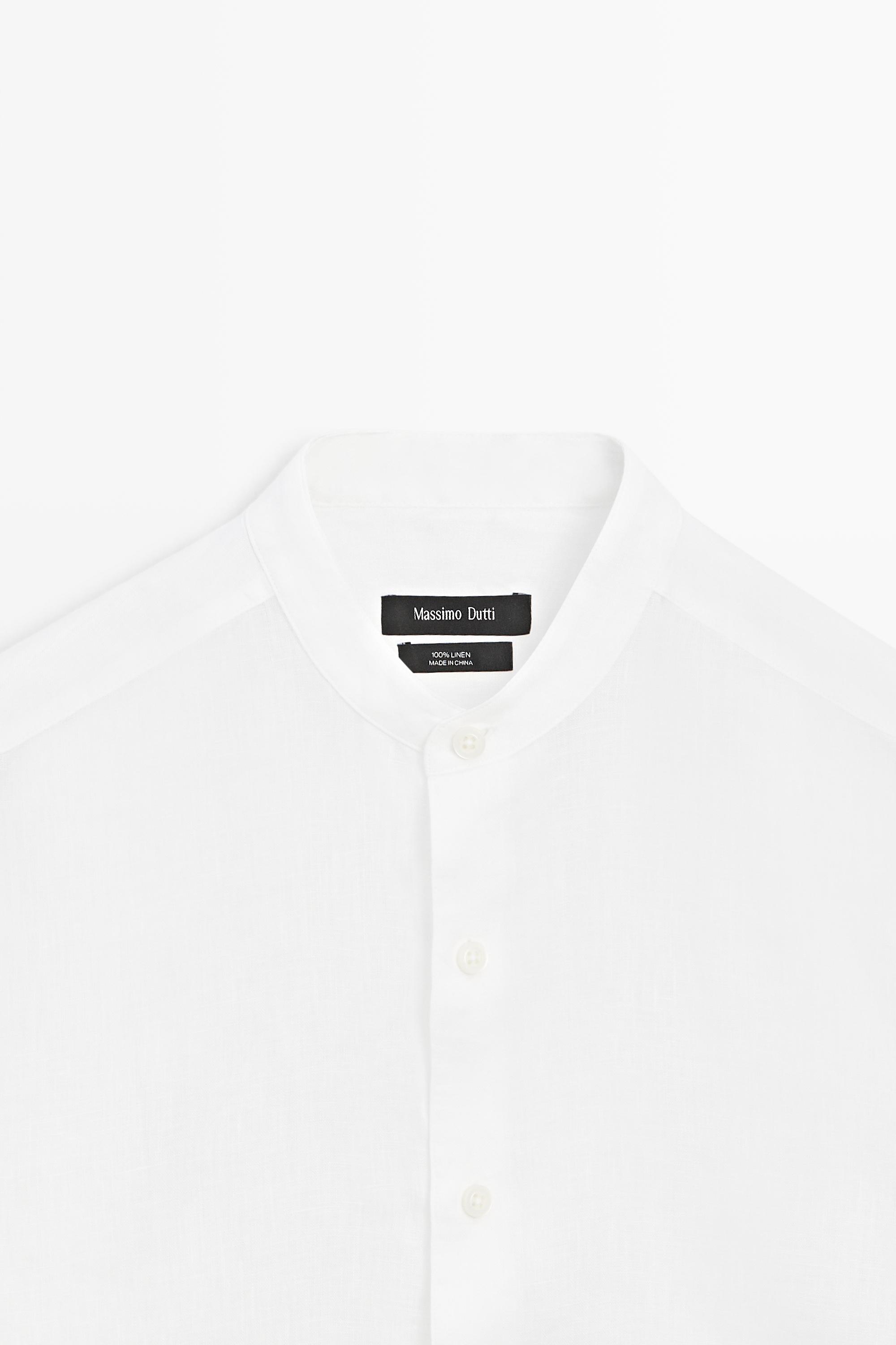 Chemise regular fit 100 % lin à col officier