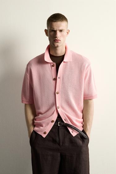 RELAXED FIT KNIT SHIRT - Pink by Zara