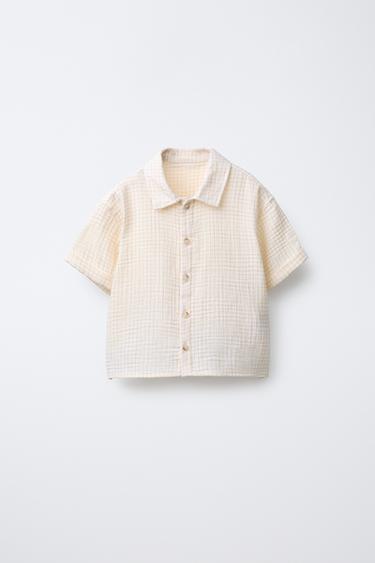 CHECK TEXTURED SHIRT - Ecru by Zara - Image 0