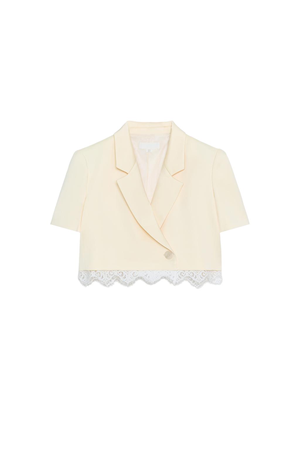 COMBINATION LACE TRIM CROPPED BLAZER - image 3