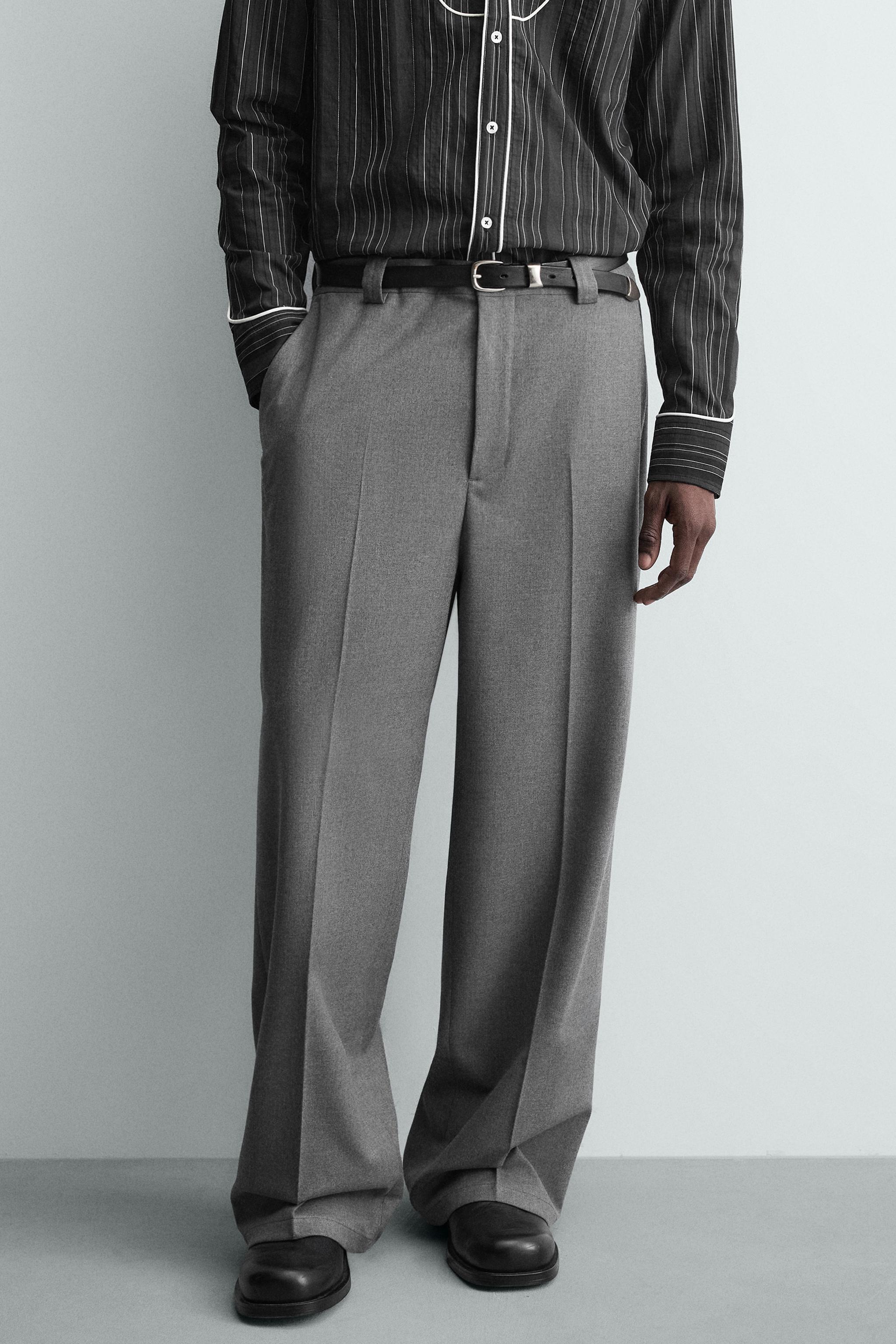 FLOWING WIDE-LEG TROUSERS - Grey | ZARA United Kingdom