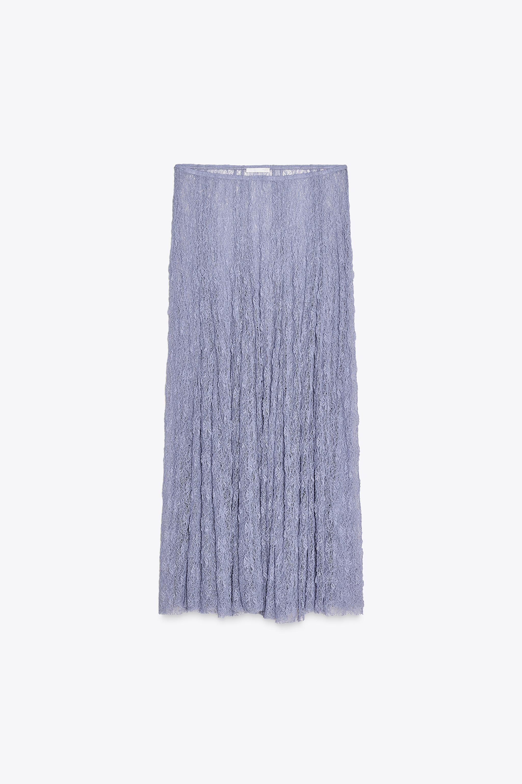 【ZARA】ロングレーススカート ミディアムブルー | 1058/157/427 ロングレーススカート - ミディアムブルー | ZARA Japan / 日本