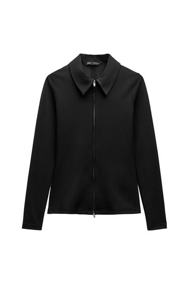 ZIPPERED STRETCH TOP