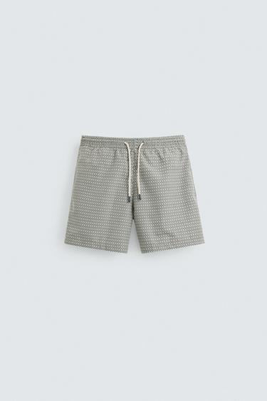 MITTELKURZE BADEHOSE MIT GEOMETRISCHEM PRINT - Khaki von Zara - Bild 0