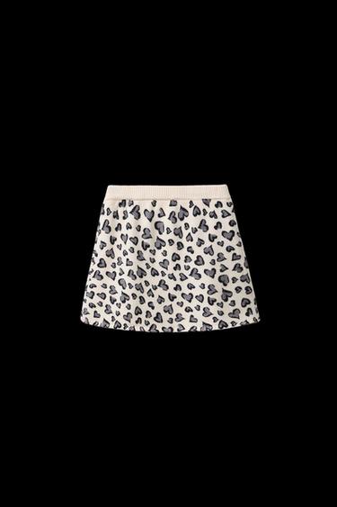 Zara HEART KNIT SKIRT - Ecru / Marl