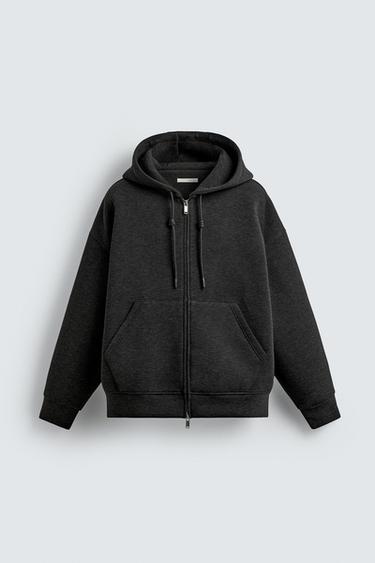 NEOPRENE-EFFECT HOODIE - Dark grey by Zara