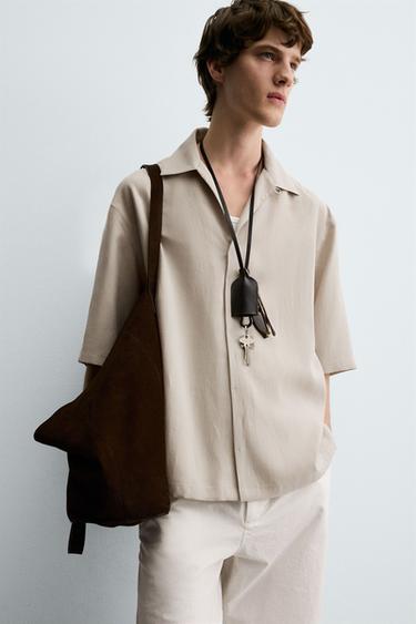 CHEMISE FLUIDE COUPE DÉCONTRACTÉE - Beige clair de Zara - Image 4