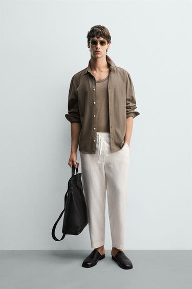 PANTALÓN RELAXED FIT LINO - Blanco de Zara
