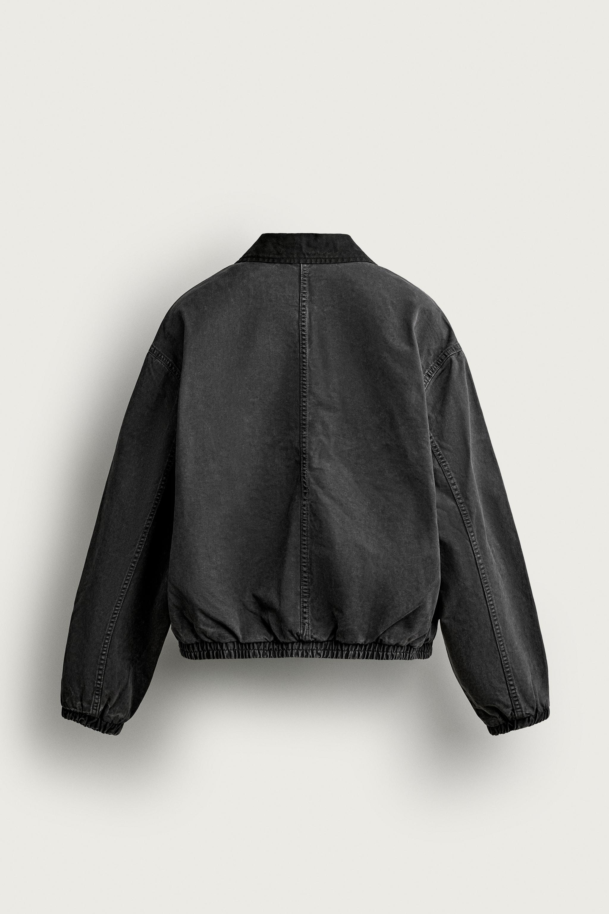 CONTRAST COLLAR CROPPED FIT JACKET - Black | ZARA United States