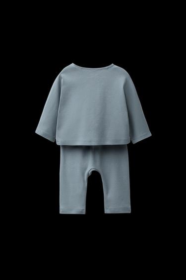 PLAIN T-SHIRT AND TROUSERS SET - Blue / Grey by Zara