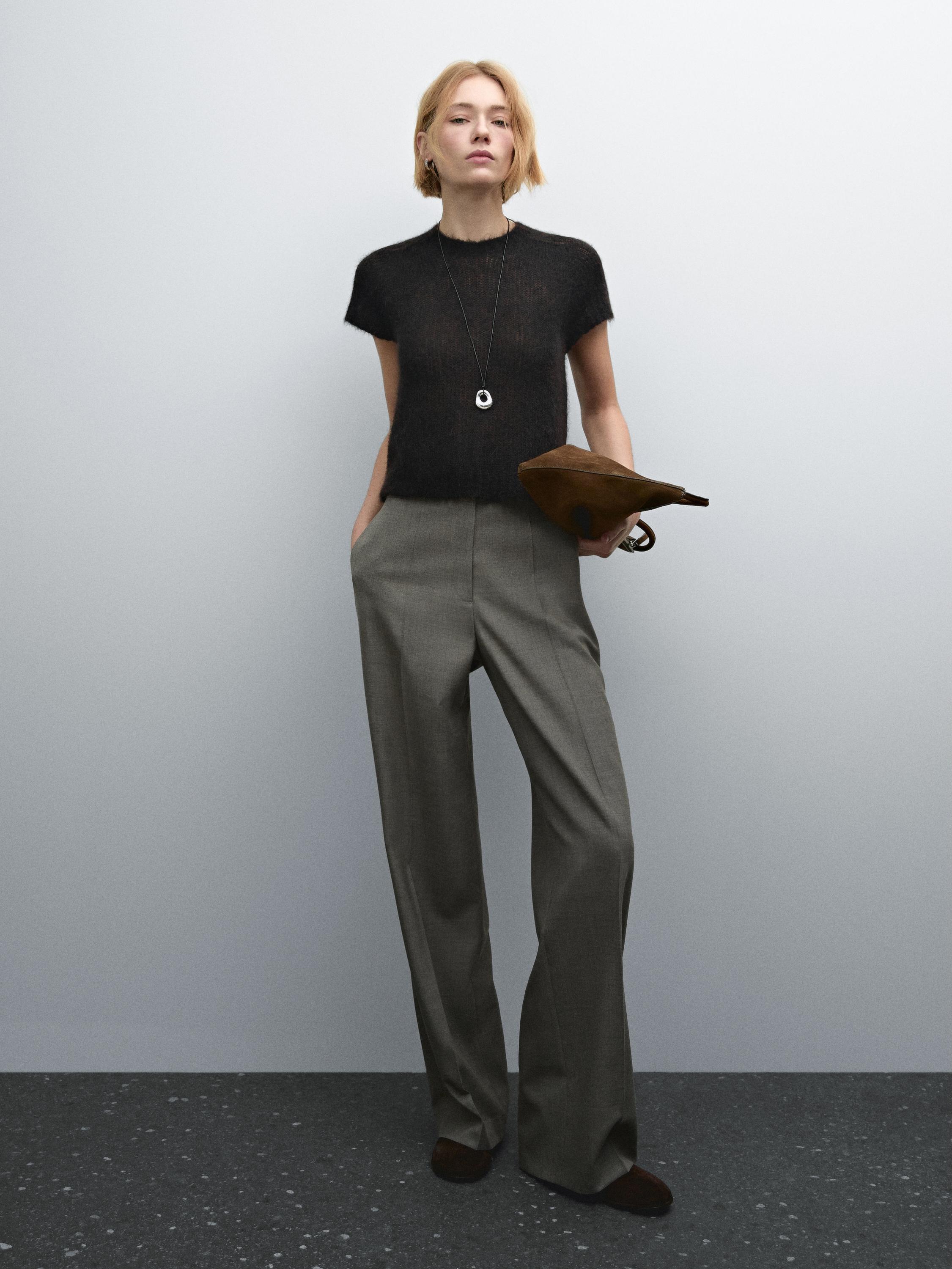 100% wool melange trousers - Black gold | ZARA United States 100% wool melange trousers - Black gold | ZARA United States