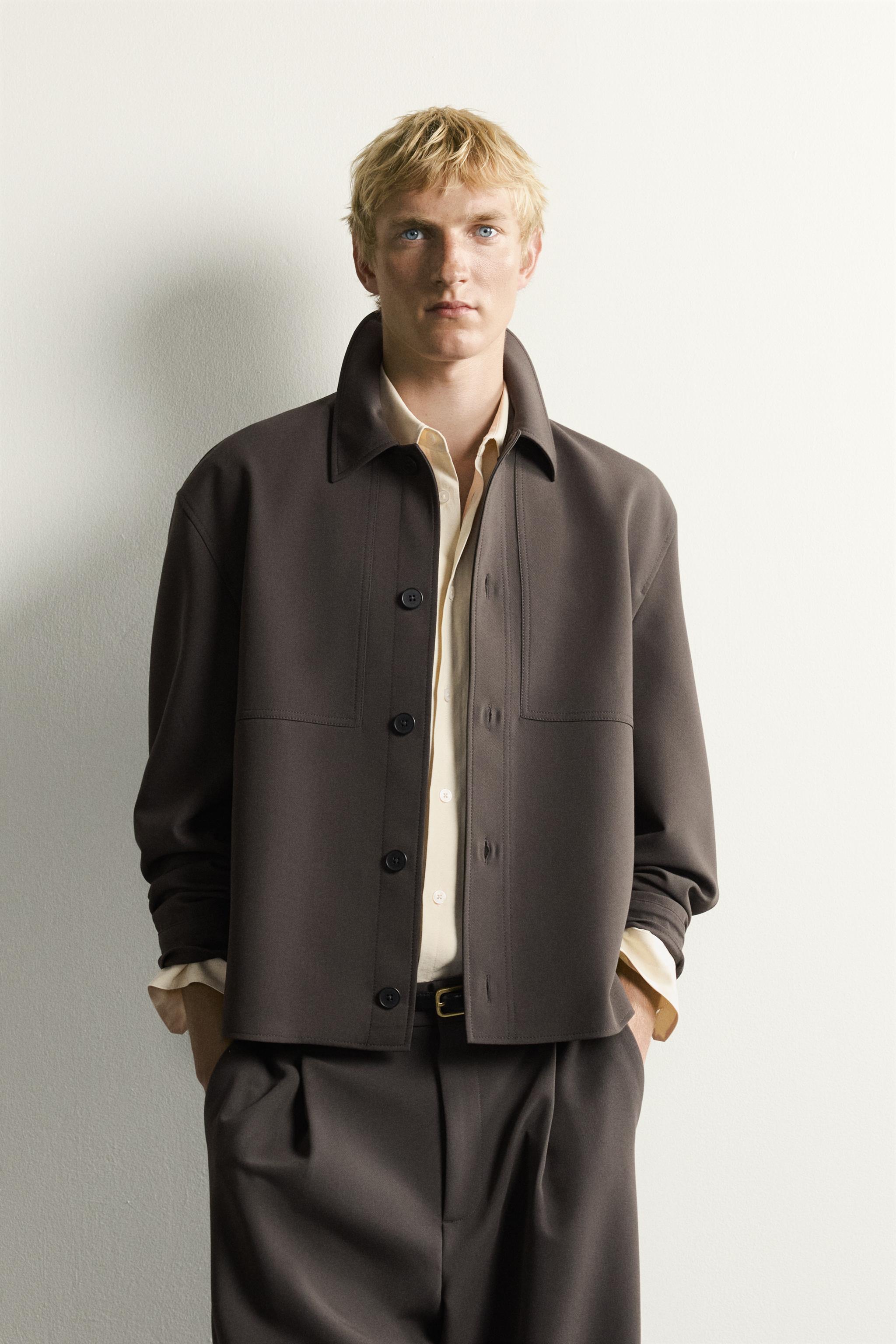 BOXY FIT OVERSHIRT — Brown / Taupe