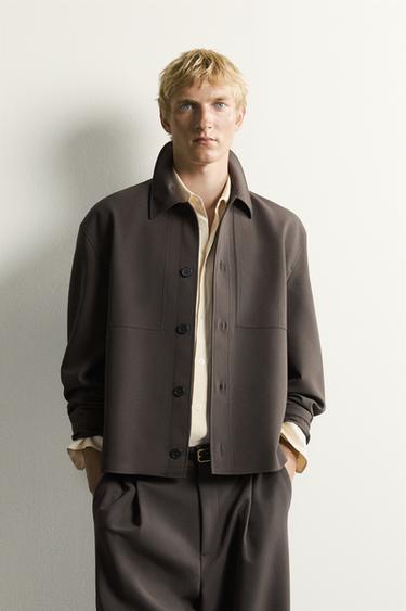 BOXY FIT OVERSHIRT - Brown / Taupe by Zara