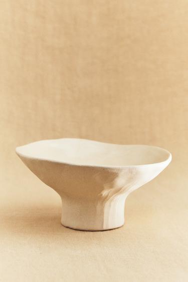 IRREGULAR CERAMIC BOWL WITH BASE - Oyster-white by Zara - Image 4